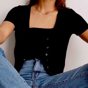 Black short sleeve cardigan